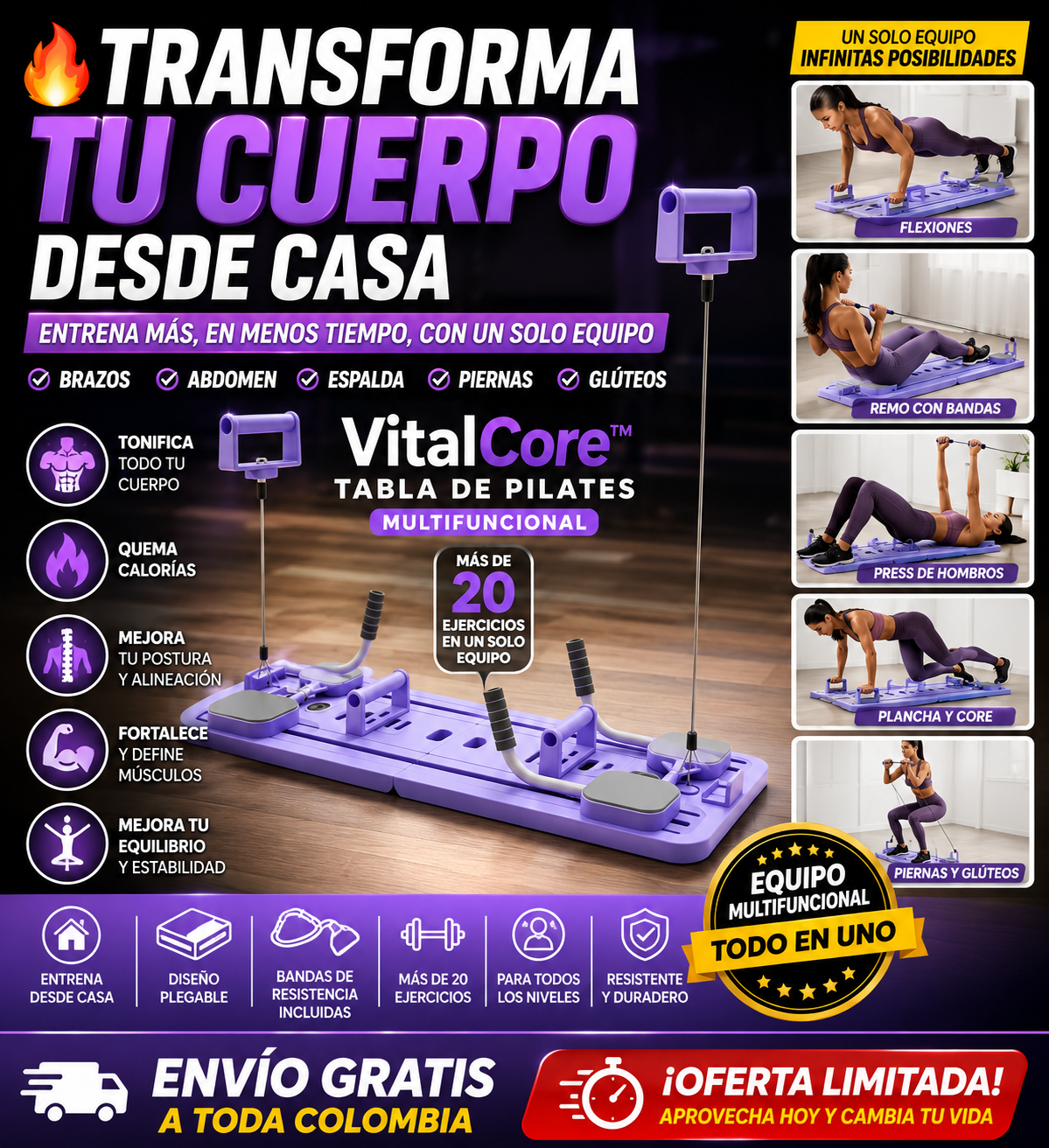 VitalCore™ | Tabla de Pilates Multifuncional